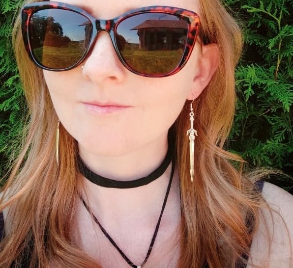 7cm Silver sword earrings with hoops, Handmade fantasy jewelry, Cool gift idea